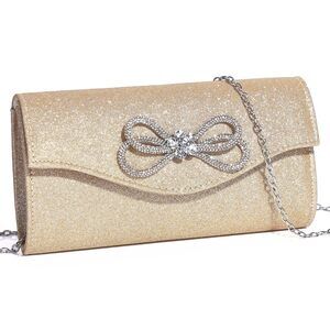 5684 Evening Handbag Shiny Crystal Bow Flap Clutch Purse Wedding Party Prom